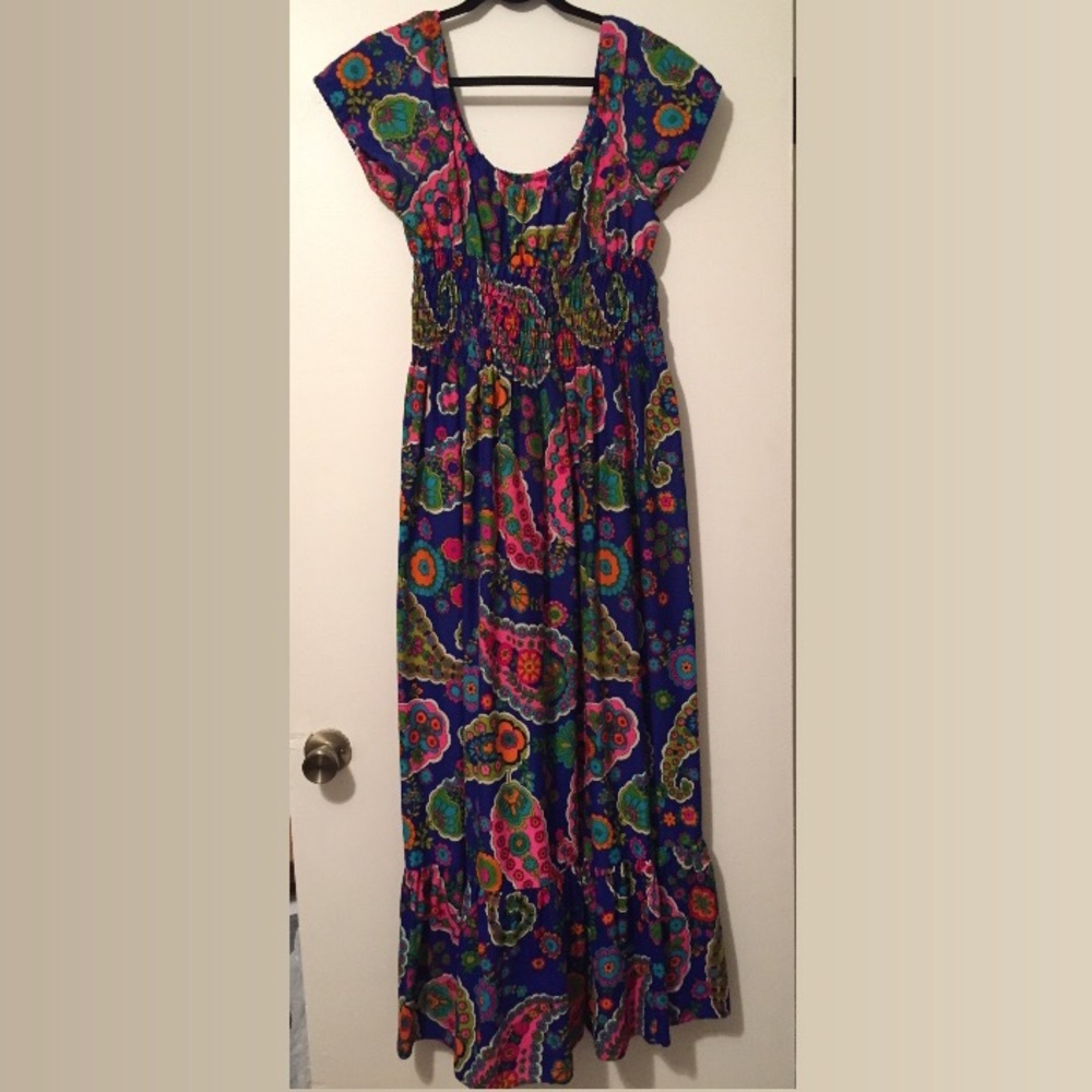 🌈 Colorful 1960s Paisley Maxi Dress🌈